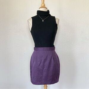 Vintage 80’s Solid Dark Purple Mini Pencil Skirt